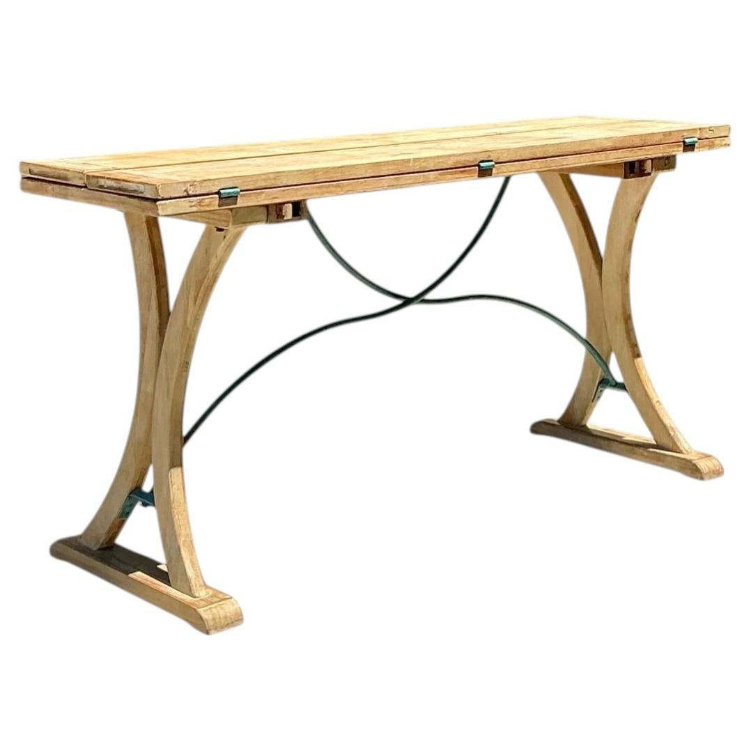 Ausziehbarer Konsolentisch im Vintage-Stil aus Holz und Metall im Angebot
