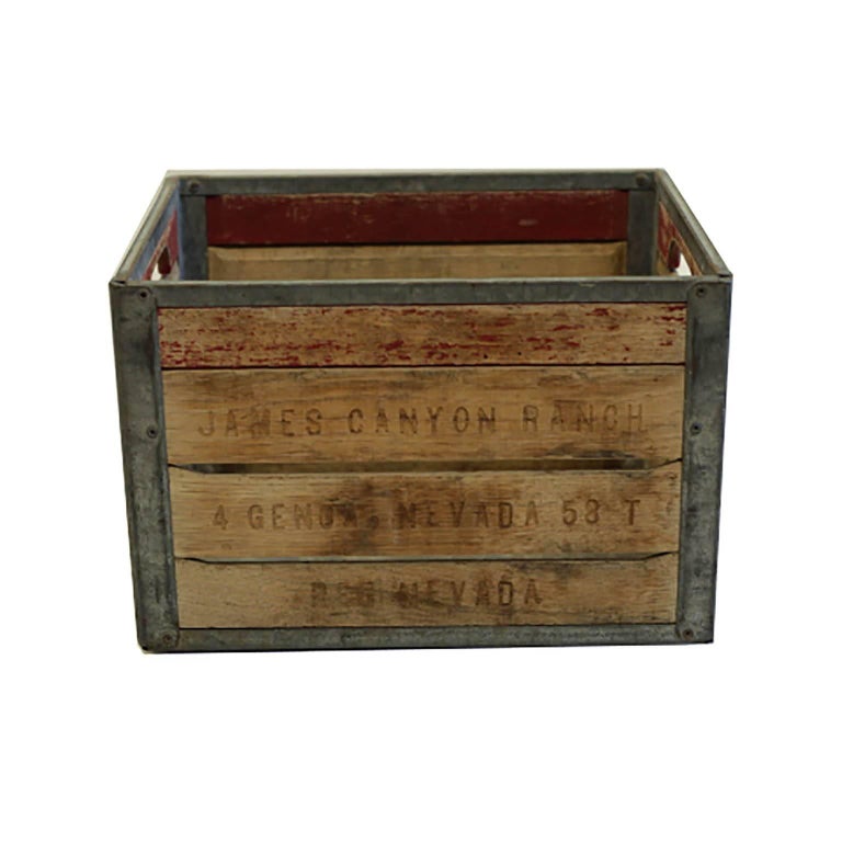 Vintage Wood and Metal Milk Crate, circa 19401950s For Sale at 1stDibs