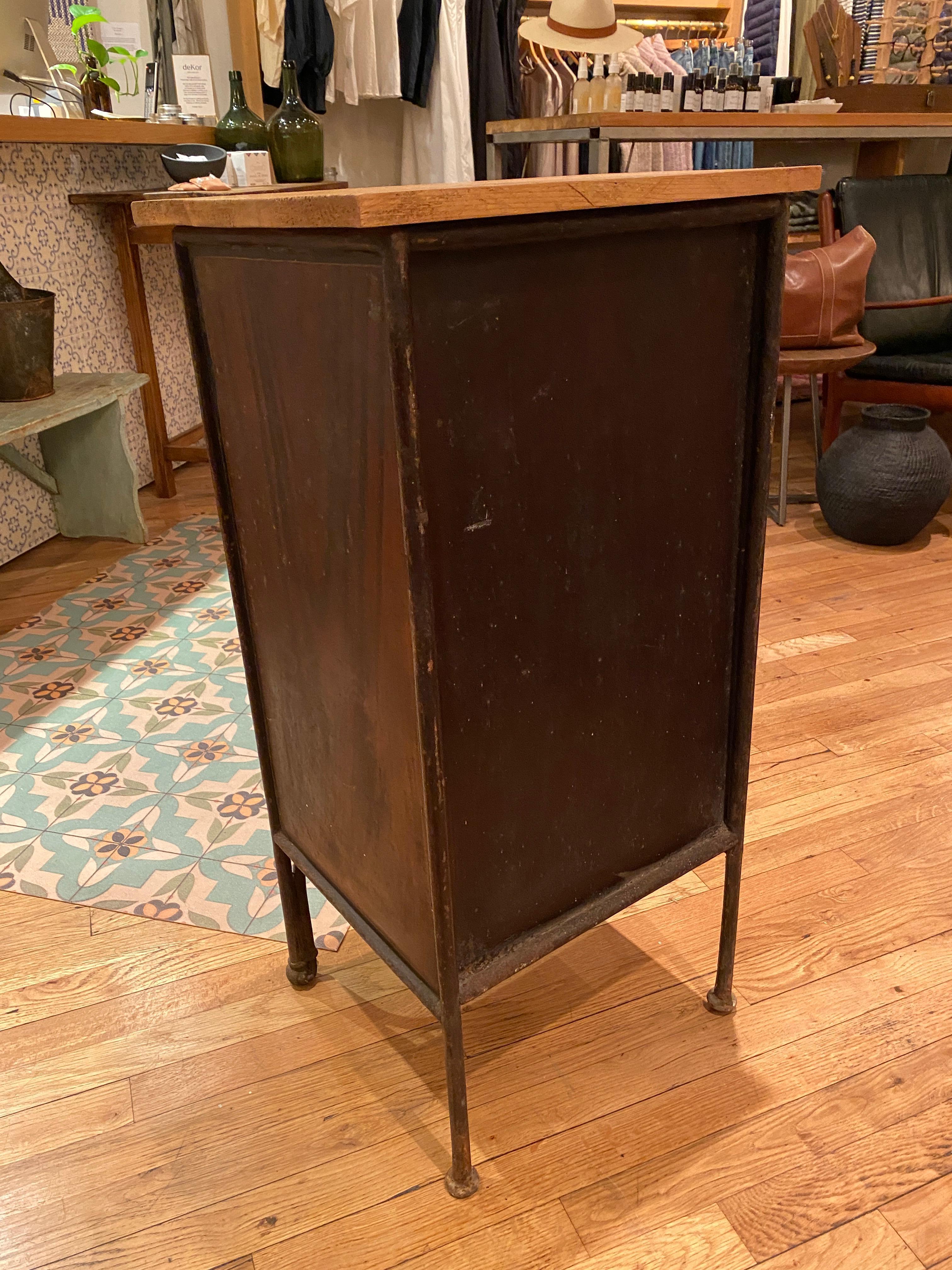Vintage Wood and Metal Nightstand In Fair Condition In Los Angeles, CA