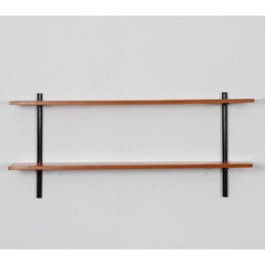 Vintage wood and metal shelf, 1960s