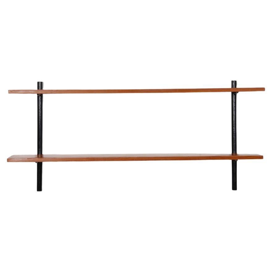 Scaffale vintage in legno e metallo, anni
60