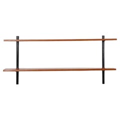 Vintage wood and metal shelf, 1960s