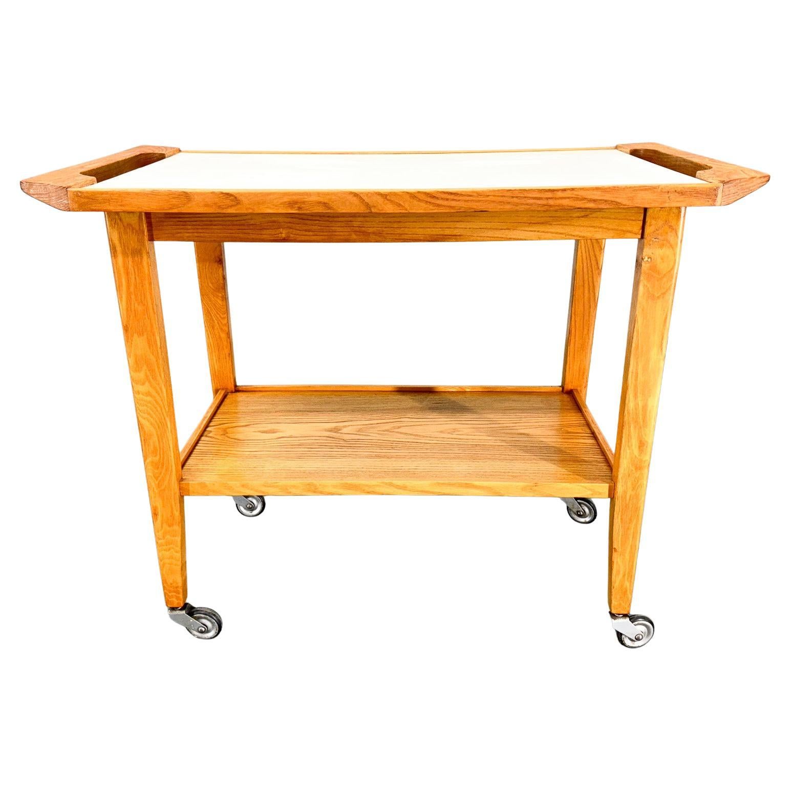 Servierwagen aus Holz und Sperrholz, 1970er Jahre