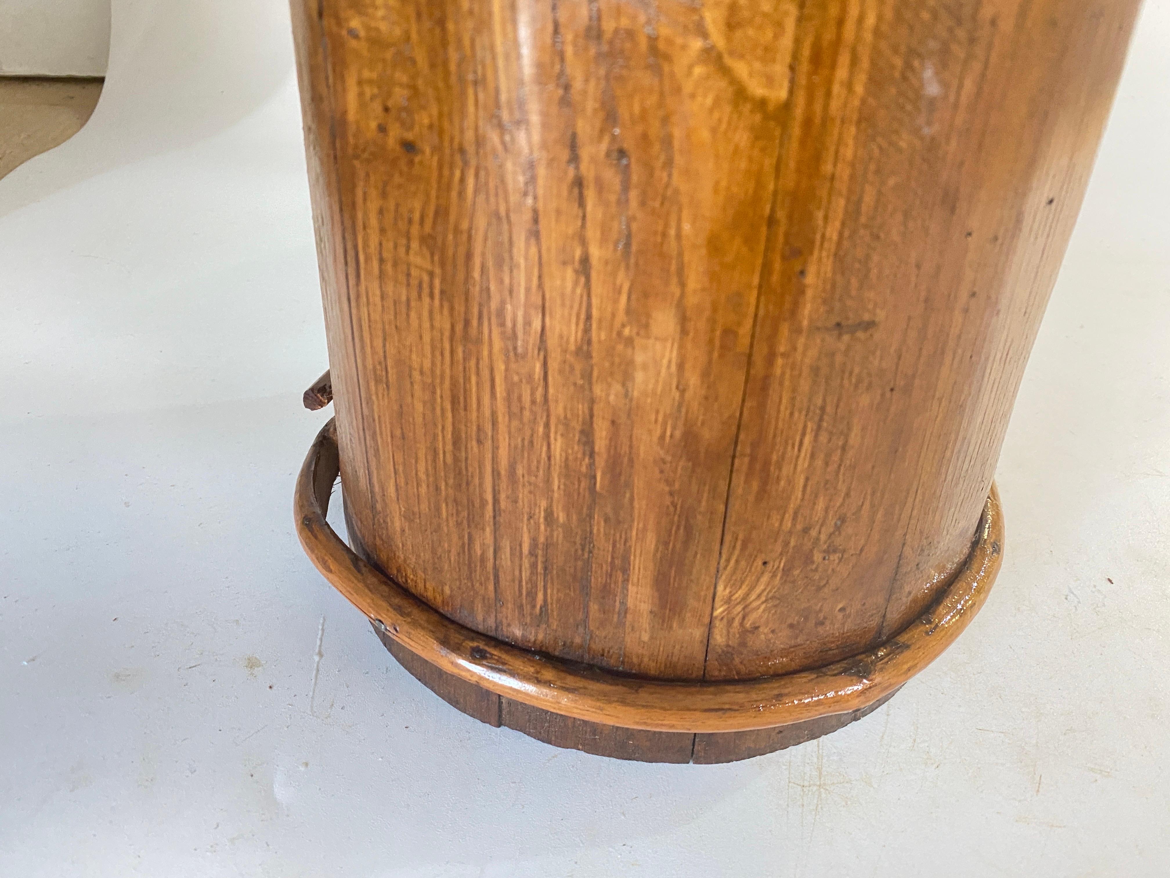 Mid-20th Century Vintage Wood and Rattan Umbrella Stand /Holder For Sale