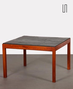 Vintage wood and slate coffee table, 1970