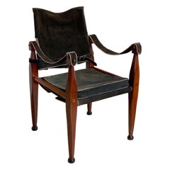 Retro Wood and Suede Safari Campaign Chair