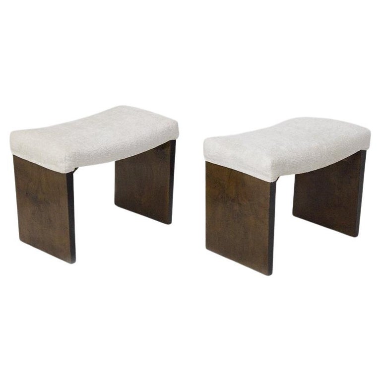 Vintage Wood and Velvet Bedroom Ottomans For Sale at 1stDibs