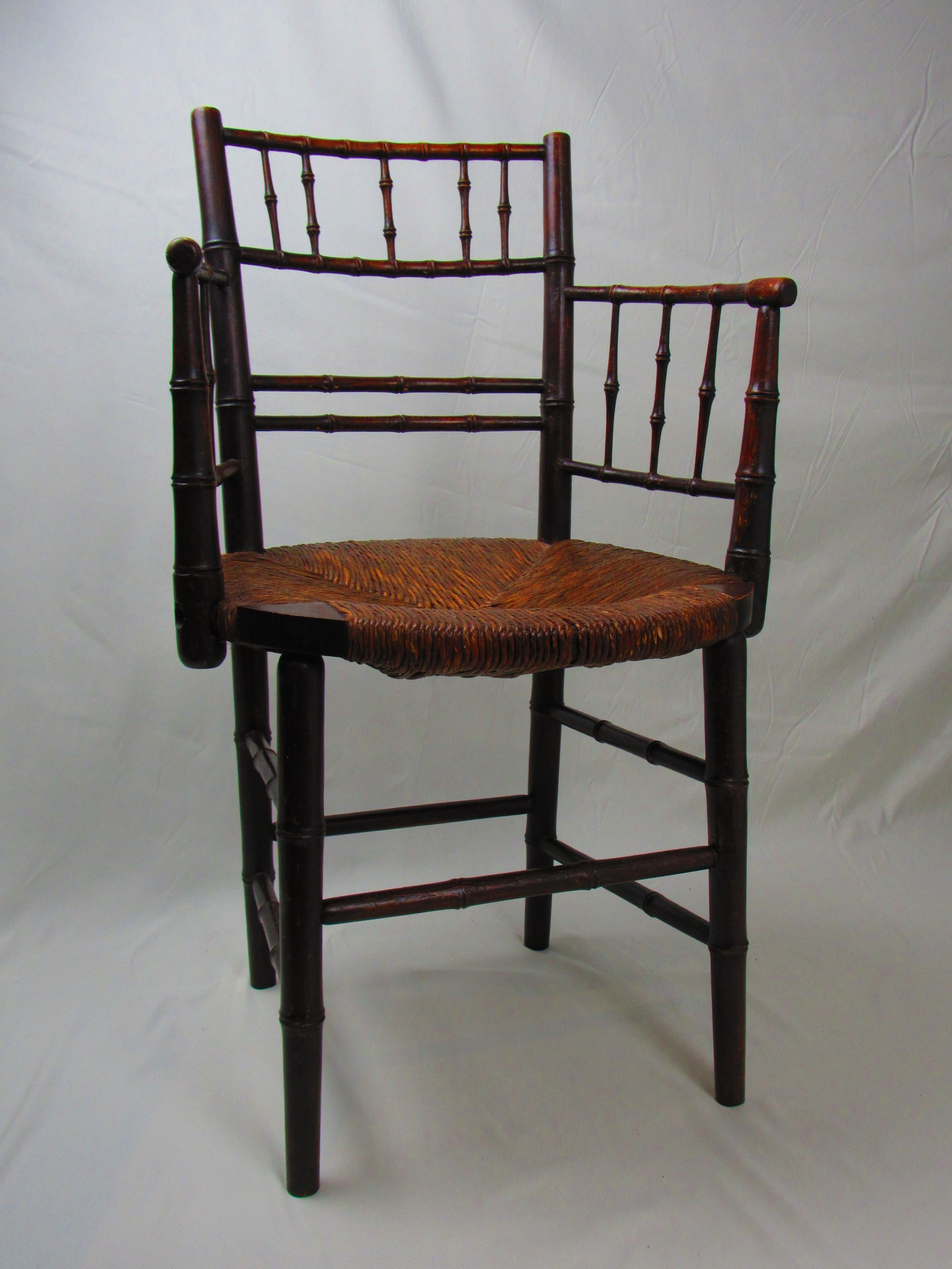 FMF Sussex chair, vintage wood and wicker For Sale 3