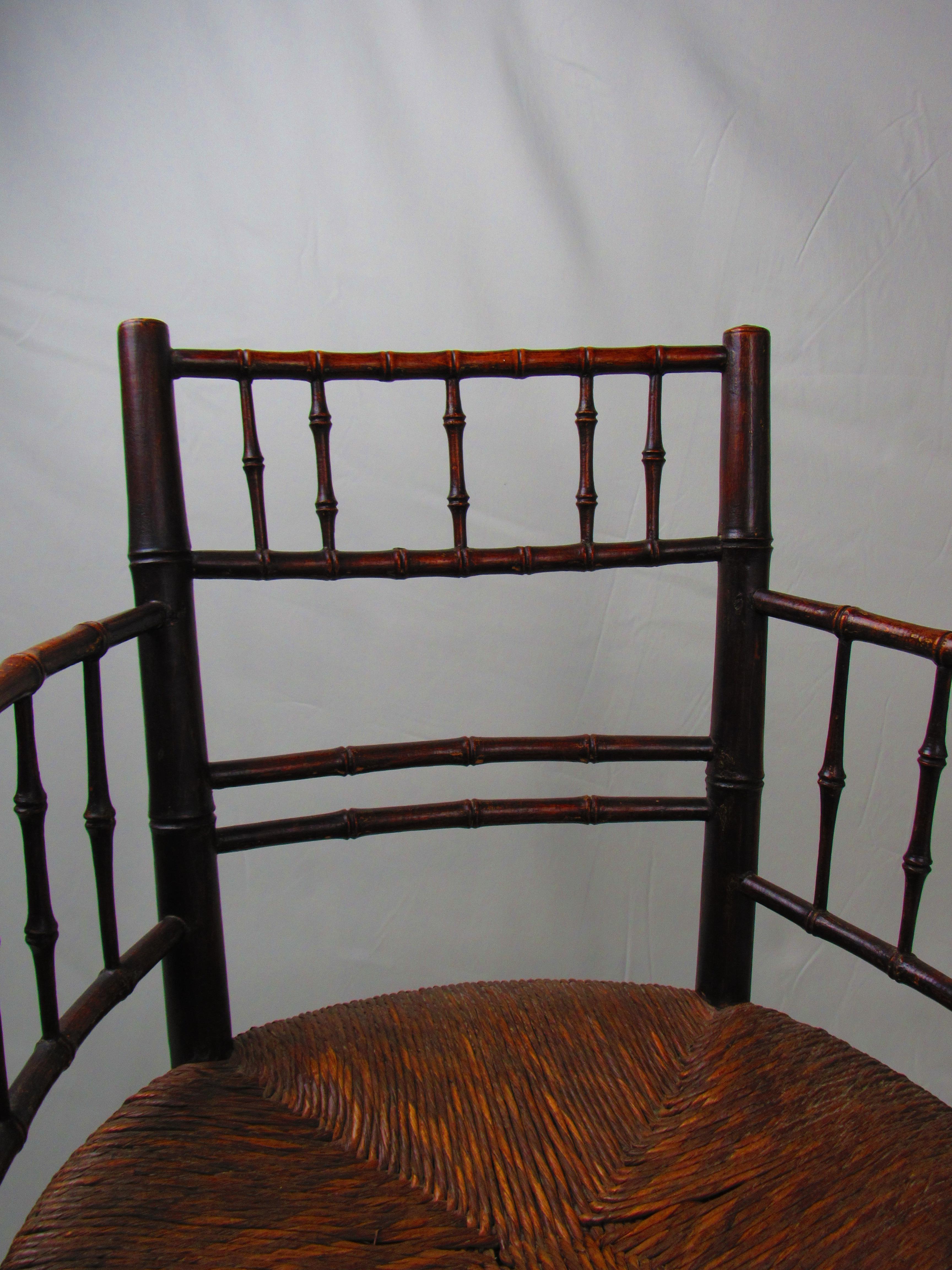 Wicker FMF Sussex chair, vintage wood and wicker For Sale