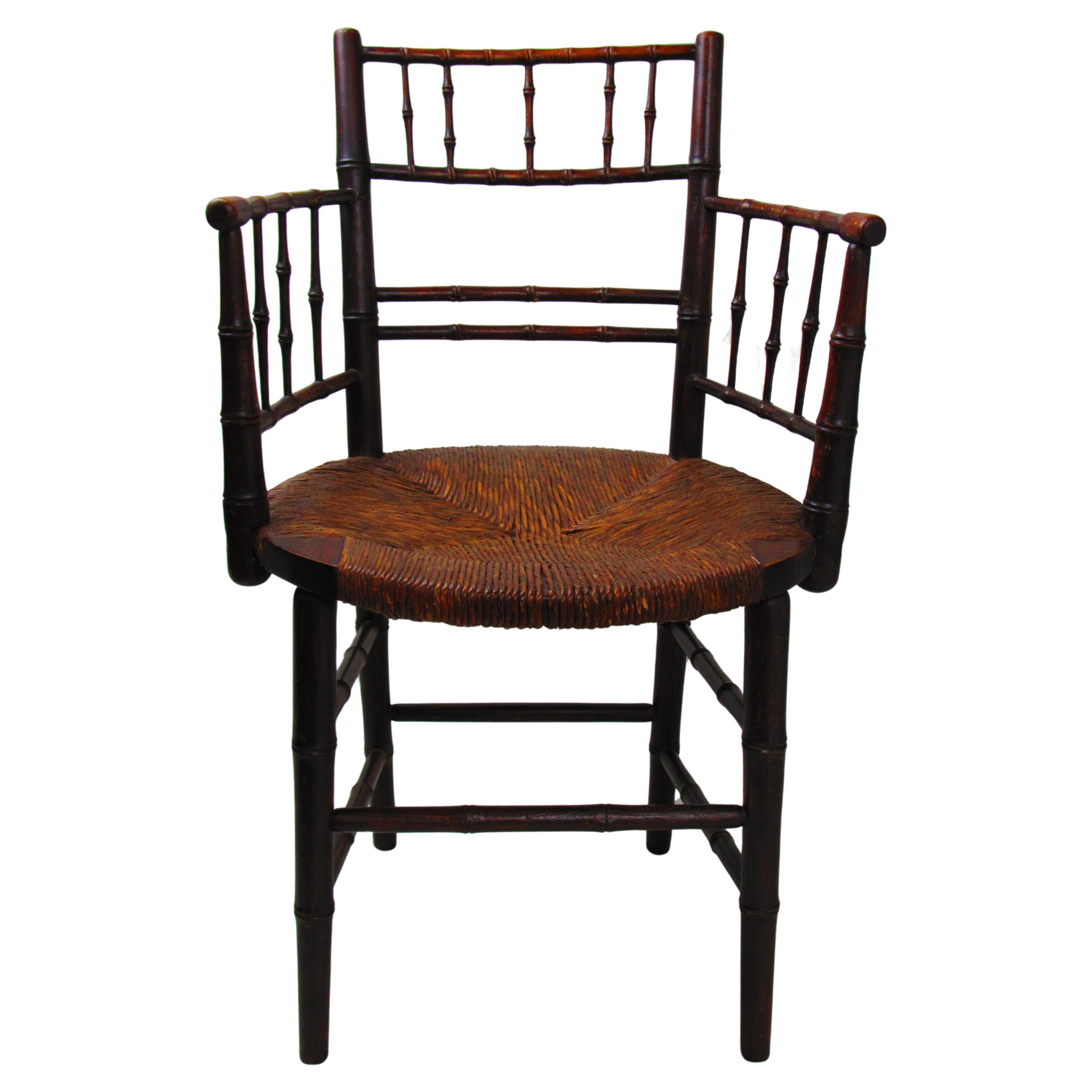 FMF Sussex chair, vintage wood and wicker For Sale