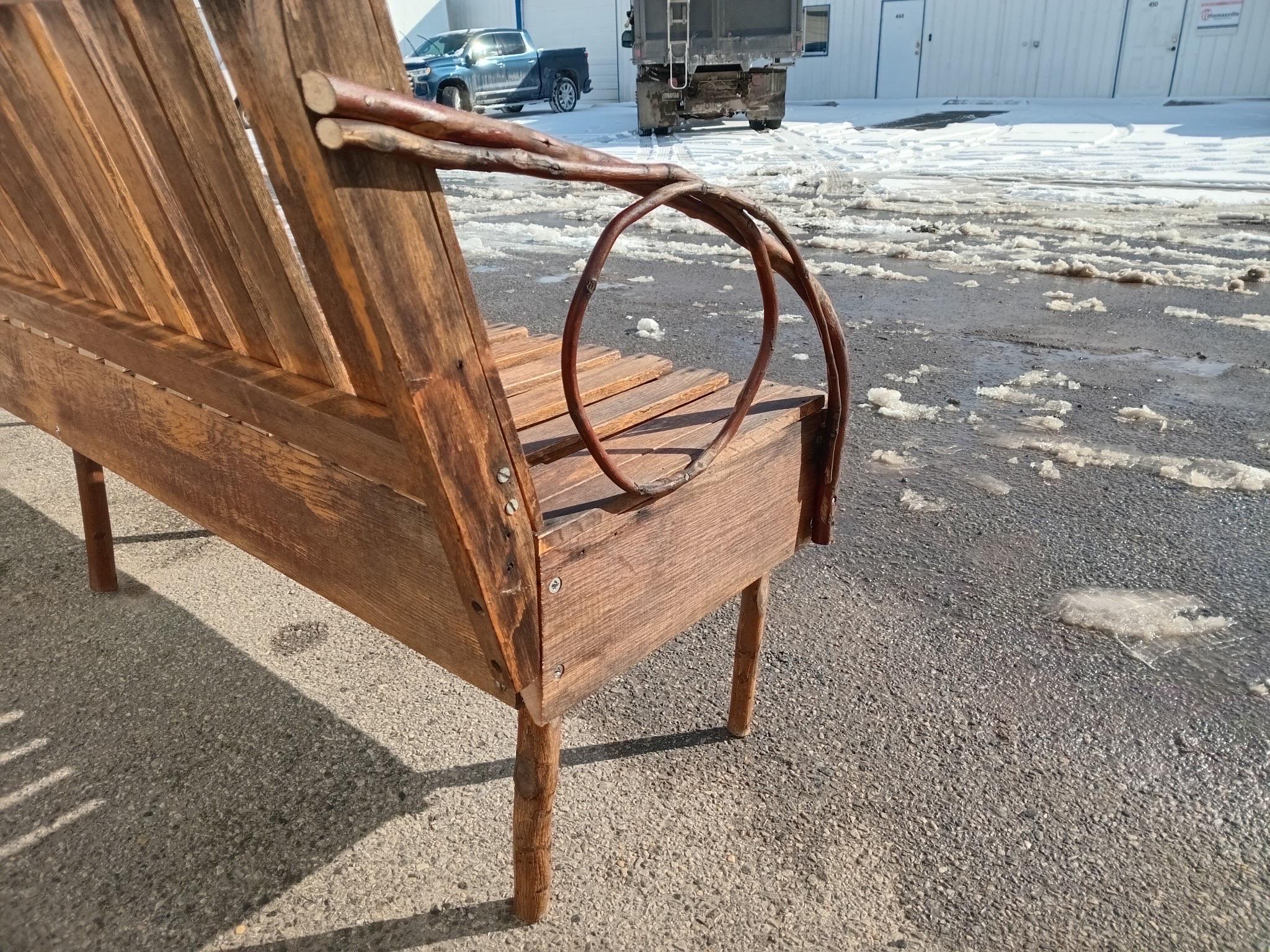 Banc à 3 places vintage en bois style Andirondack Twig 77