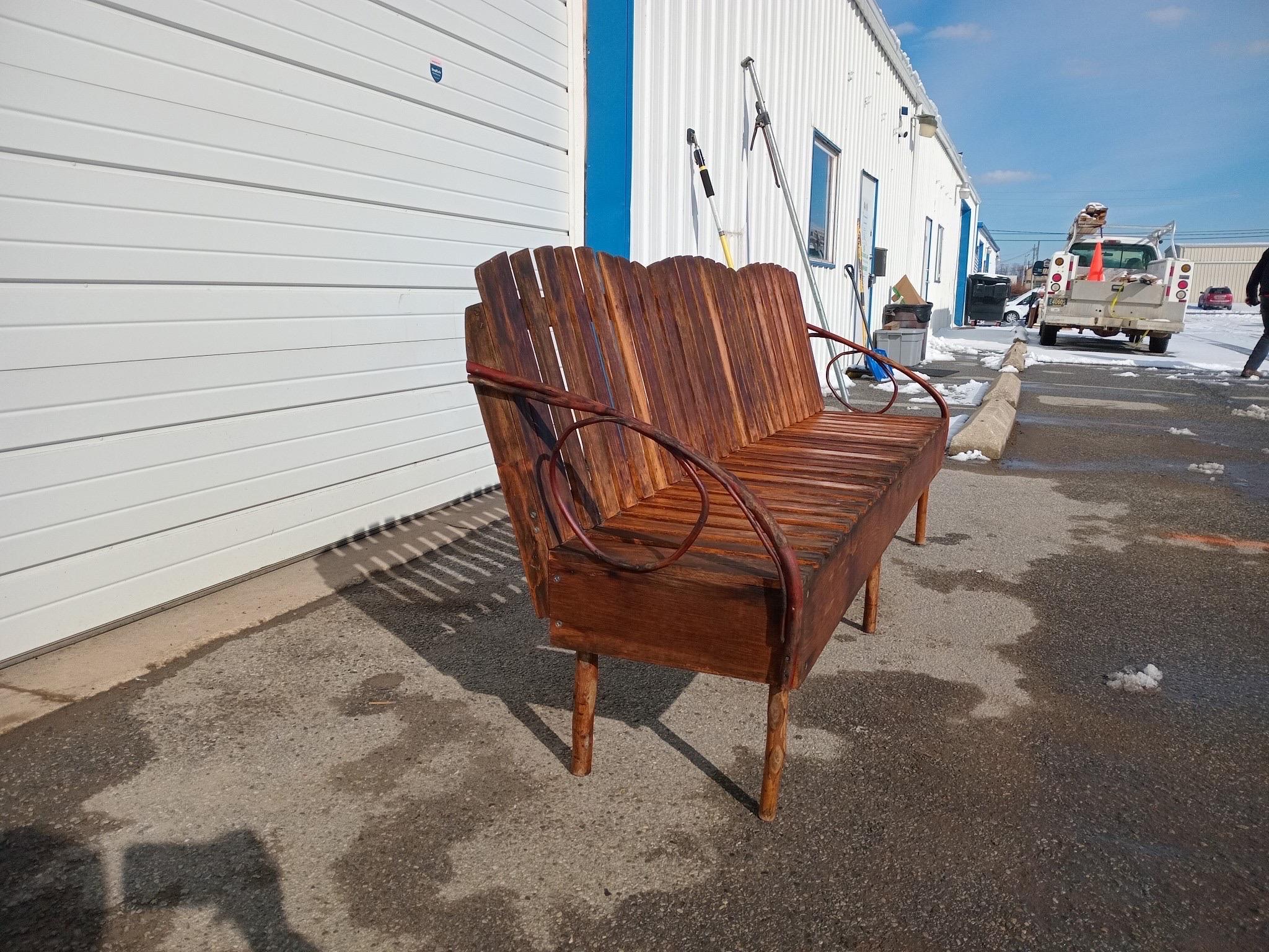 Banc à 3 places vintage en bois style Andirondack Twig 77