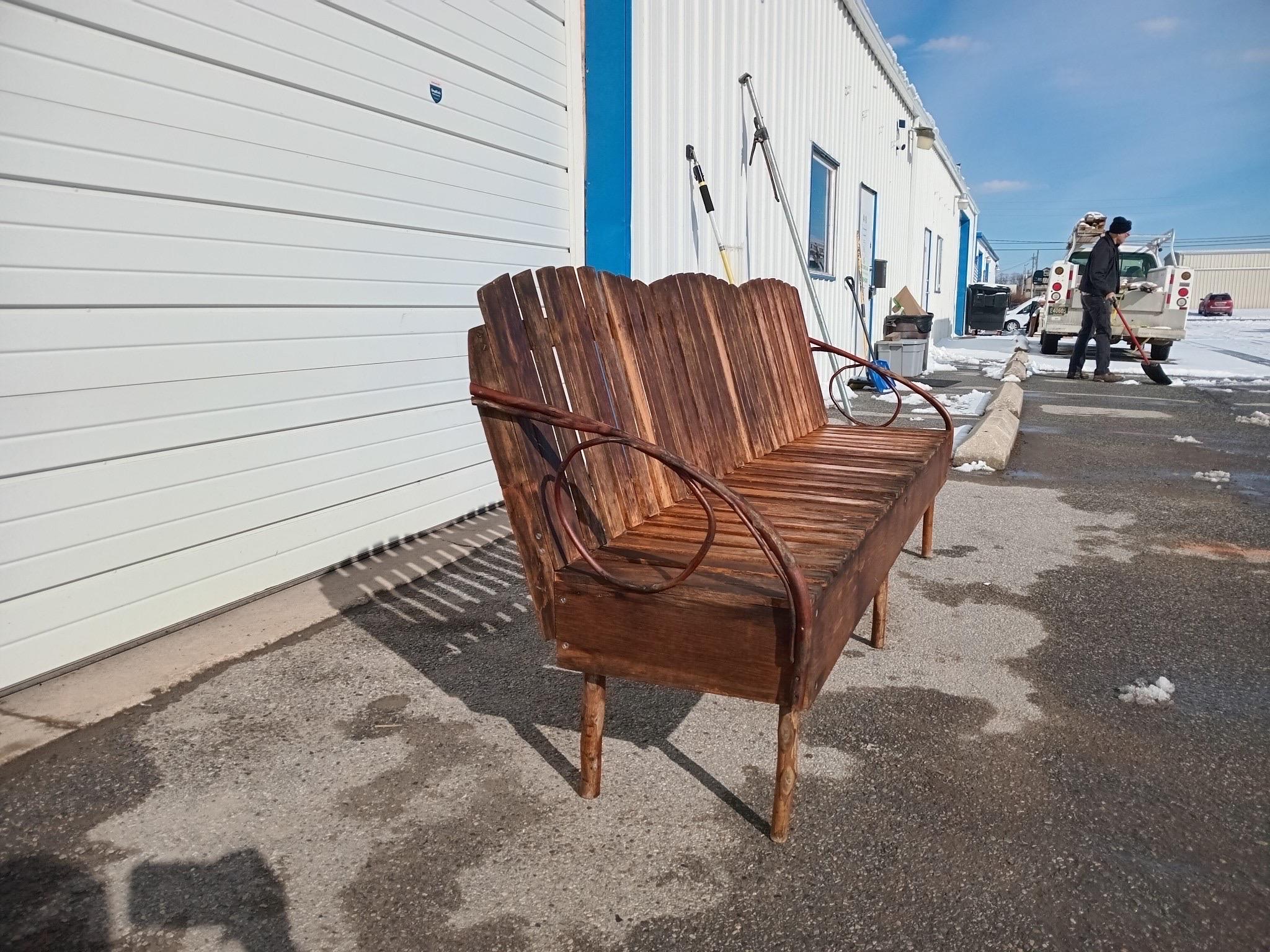 Banc à 3 places vintage en bois style Andirondack Twig 77
