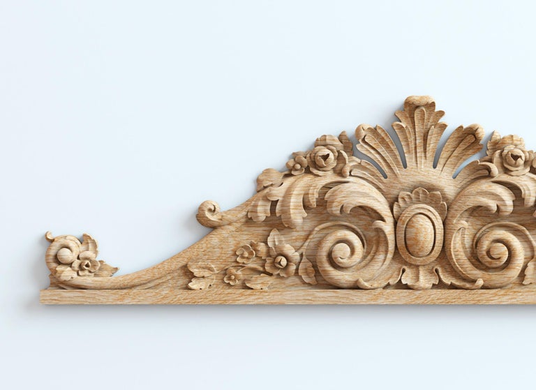 Vintage Wood Applique for Fireplace, Architecture Furniture Onlay For