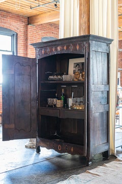 Vintage Wood Armoire with Inlaid Hearts