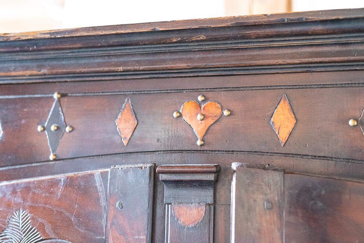 Vintage Wood Armoire with Inlaid Hearts For Sale 1