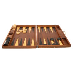 Vintage Wood Backgammon Set Game Box, circa 1950