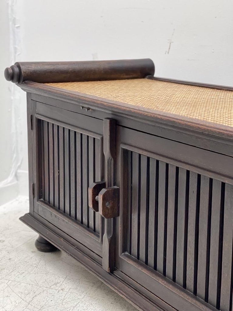 Viintage Racking Bench Vintage Wood Bench with Cabinet Storage For Sale at 1stDibs