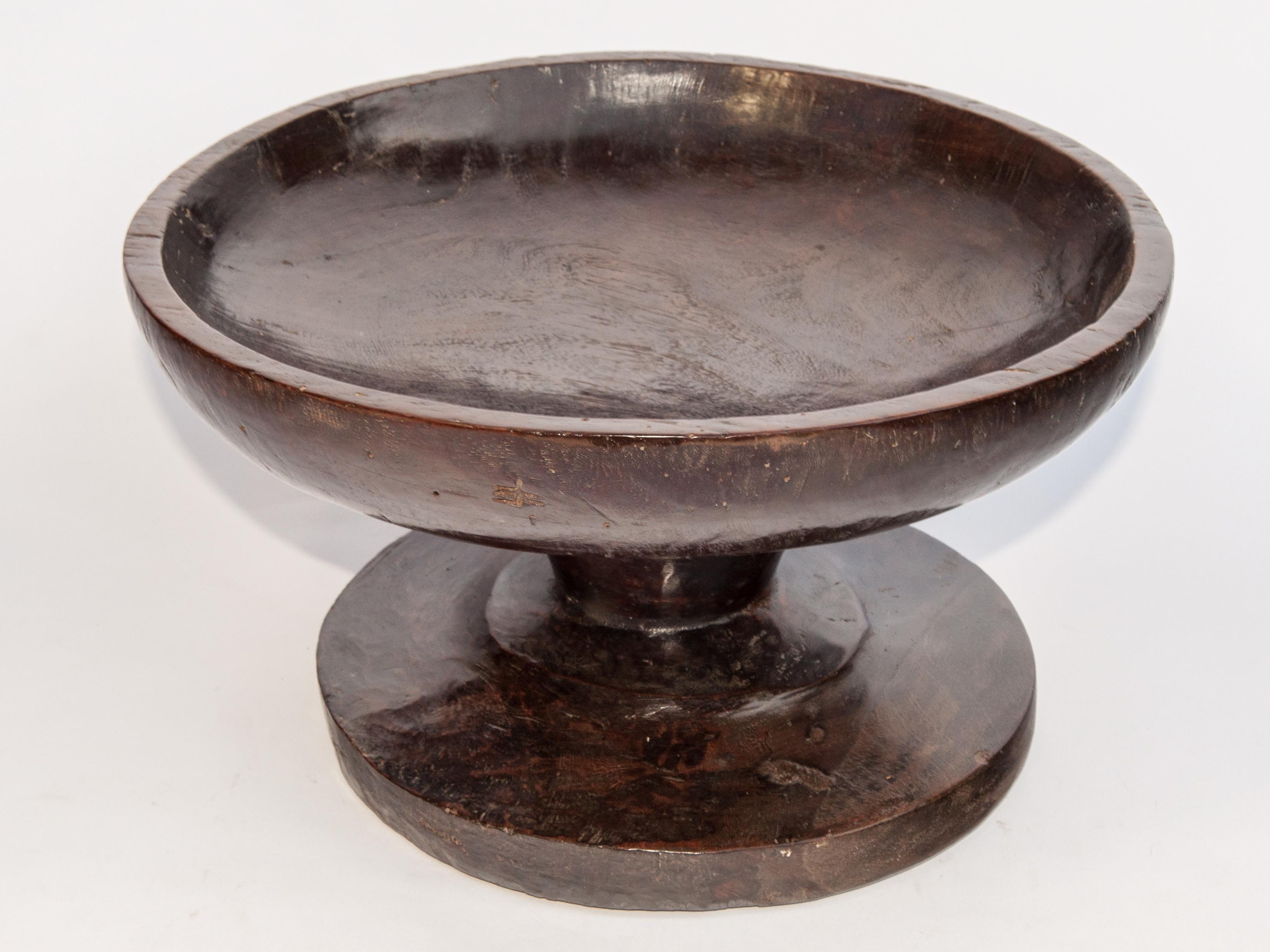 Hardwood Vintage Wood Bowl on Stand from Sulawesi, Indonesia, Mid-20th Century