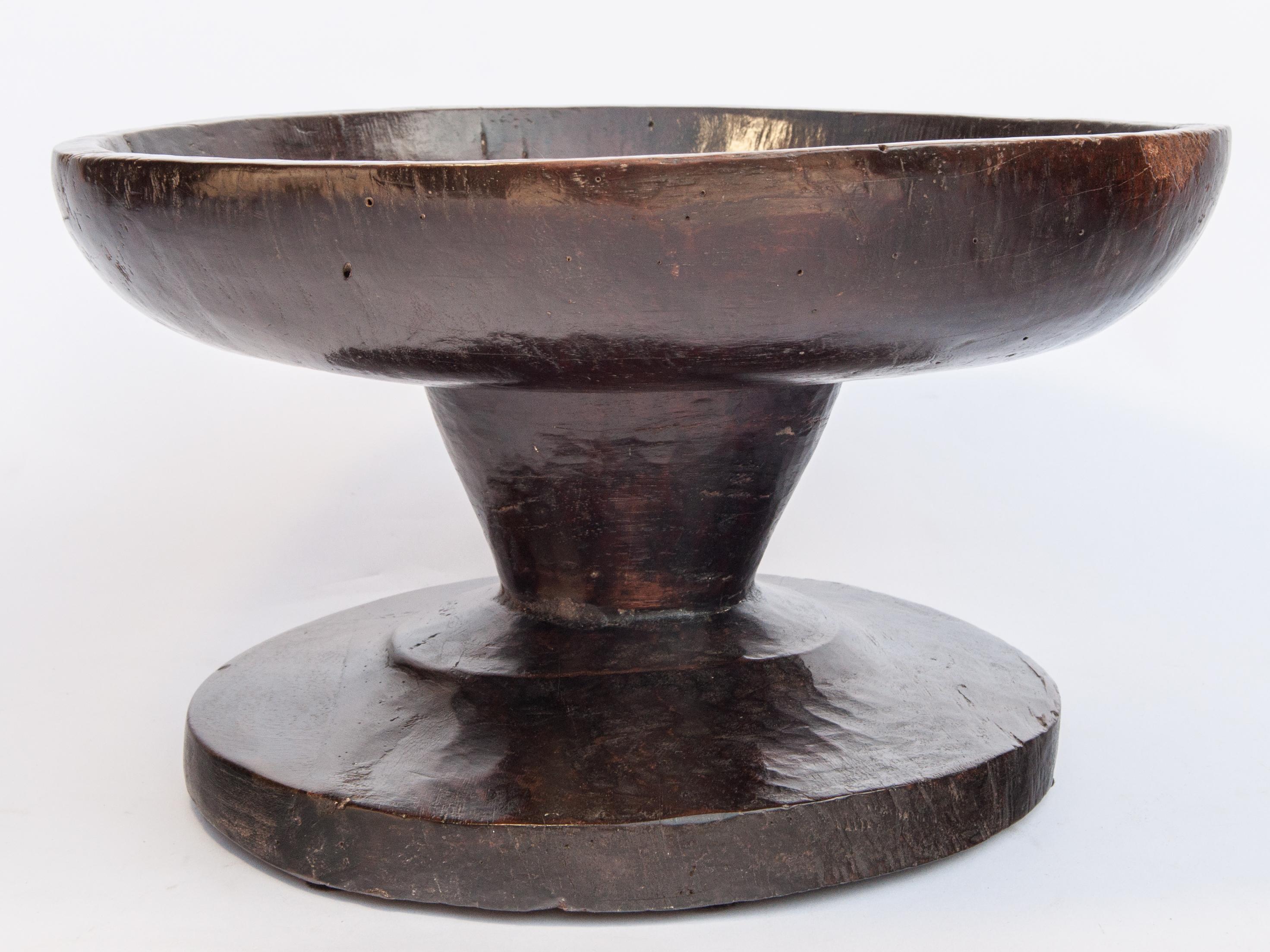 Vintage Wood Bowl on Stand from Sulawesi, Indonesia, Mid-20th Century 3