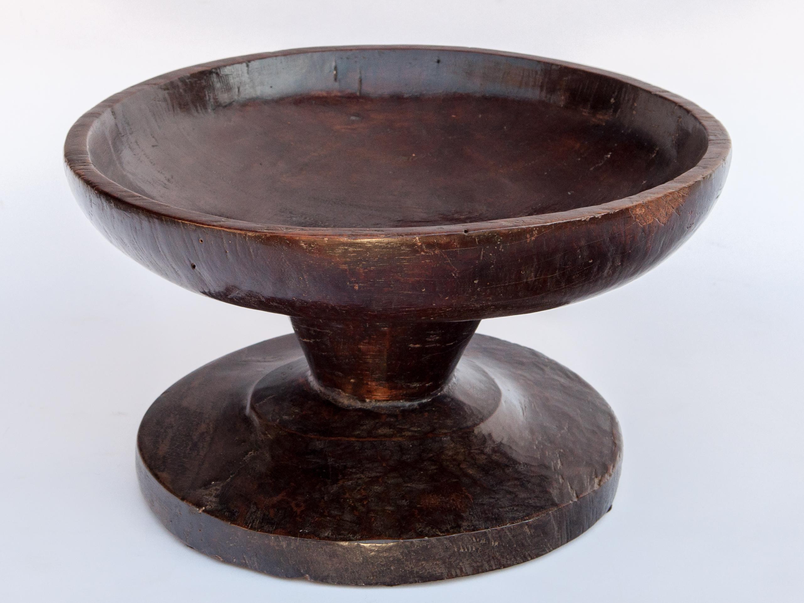 Tribal Vintage Wood Bowl on Stand from Sulawesi, Indonesia, Mid-20th Century