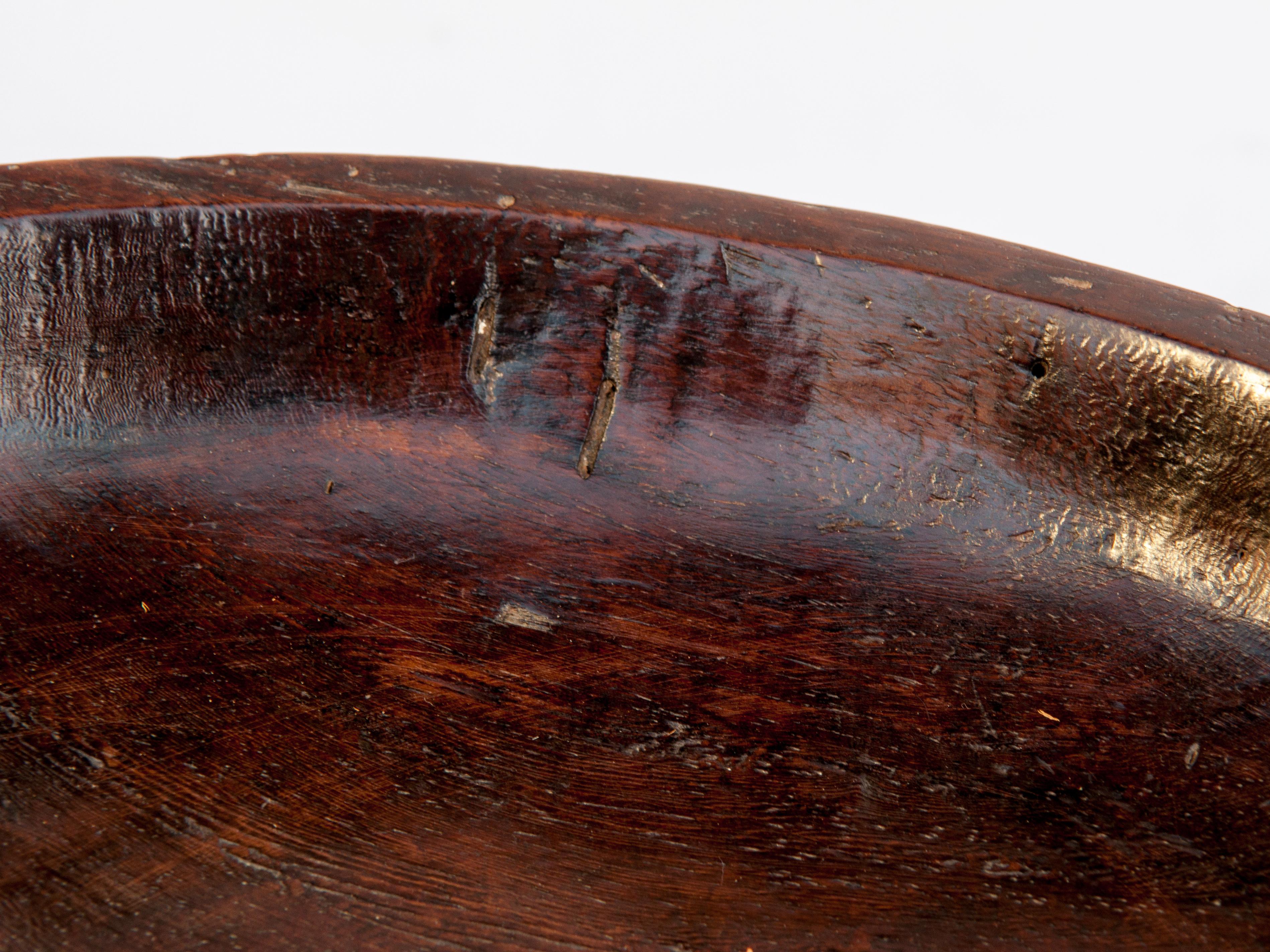 Vintage Wood Bowl on Stand from Sulawesi, Indonesia, Mid-20th Century In Good Condition In Point Richmond, CA