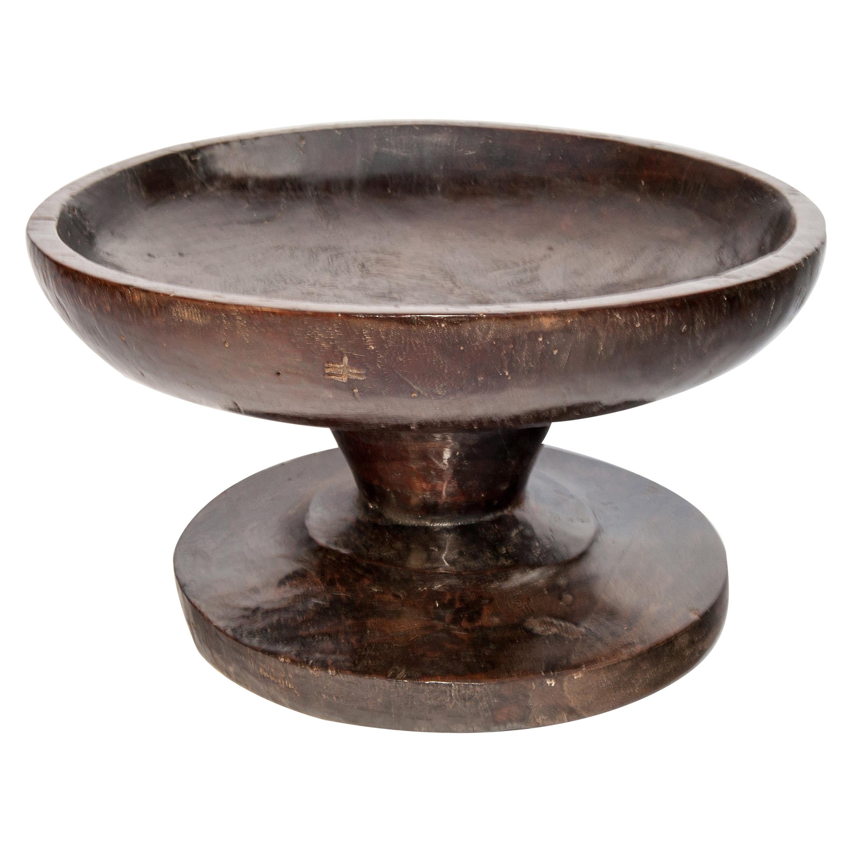 Vintage Wood Bowl on Stand from Sulawesi, Indonesia, Mid-20th Century