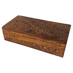 Vintage Wood Box with Brass Inlay