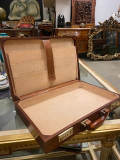 Vintage Wood Briefcase with Combination Locks and Wooden Handle