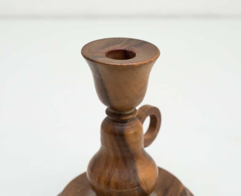 Rustico Portacandele in Wood d'epoca - Spagna, CIRCA 1960 in vendita