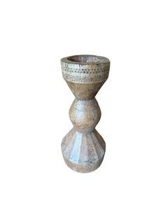 Vintage Wood Candle Holder with Carved Detailing, Java, c. 1950