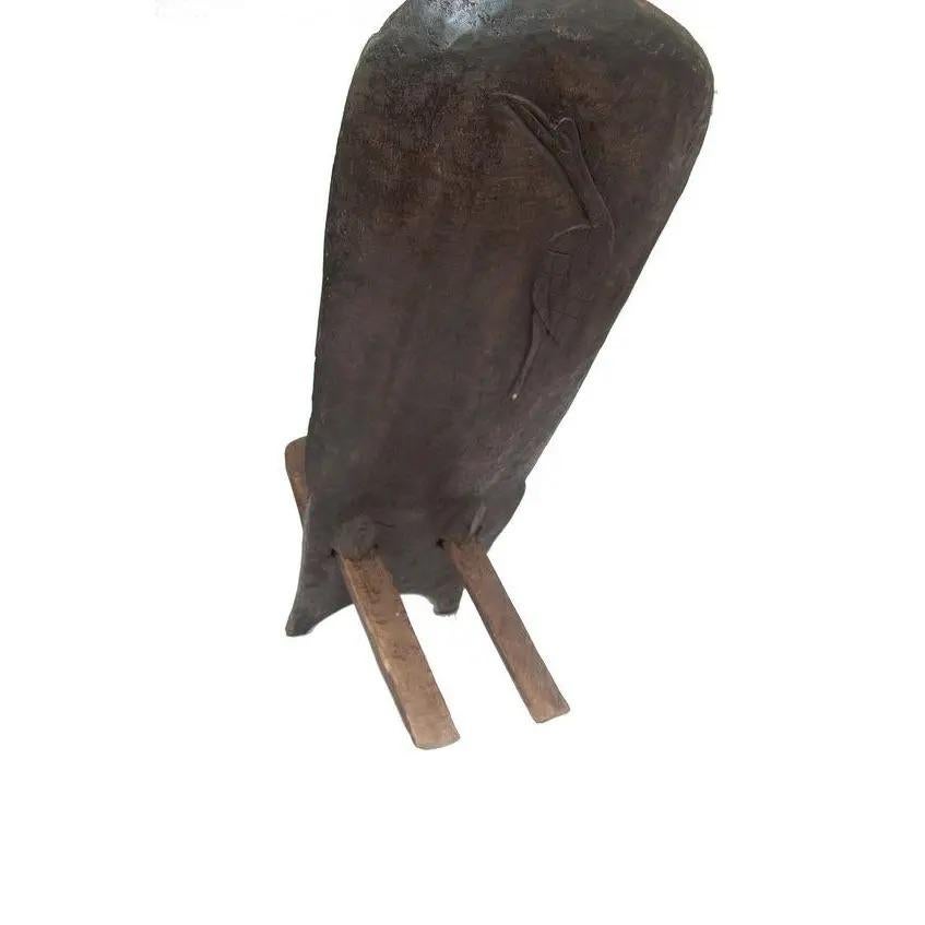African Vintage Wood Carved Lounge Birthing Chair For Sale