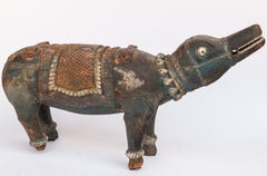 Vintage Wood Carved Mythical Animal Makara, Thailand, Mid-20th Century