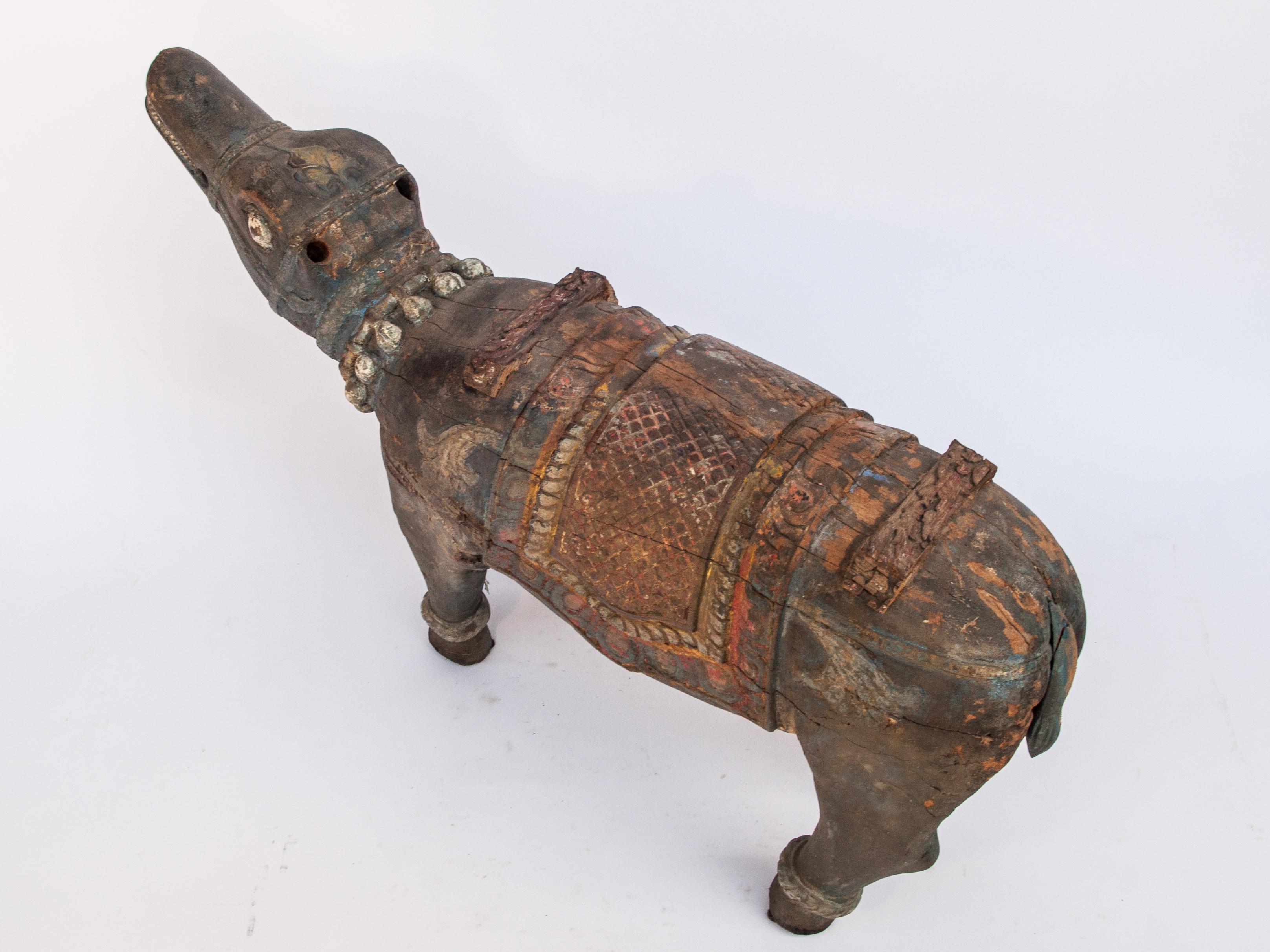 Hand-Carved Vintage Wood Carved Mythical Animal Makara, Thailand, Mid-20th Century