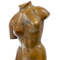 Vintage Wood Carved Nude Bust
