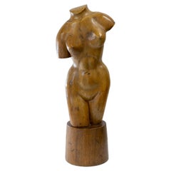 Vintage Wood Carved Nude Bust