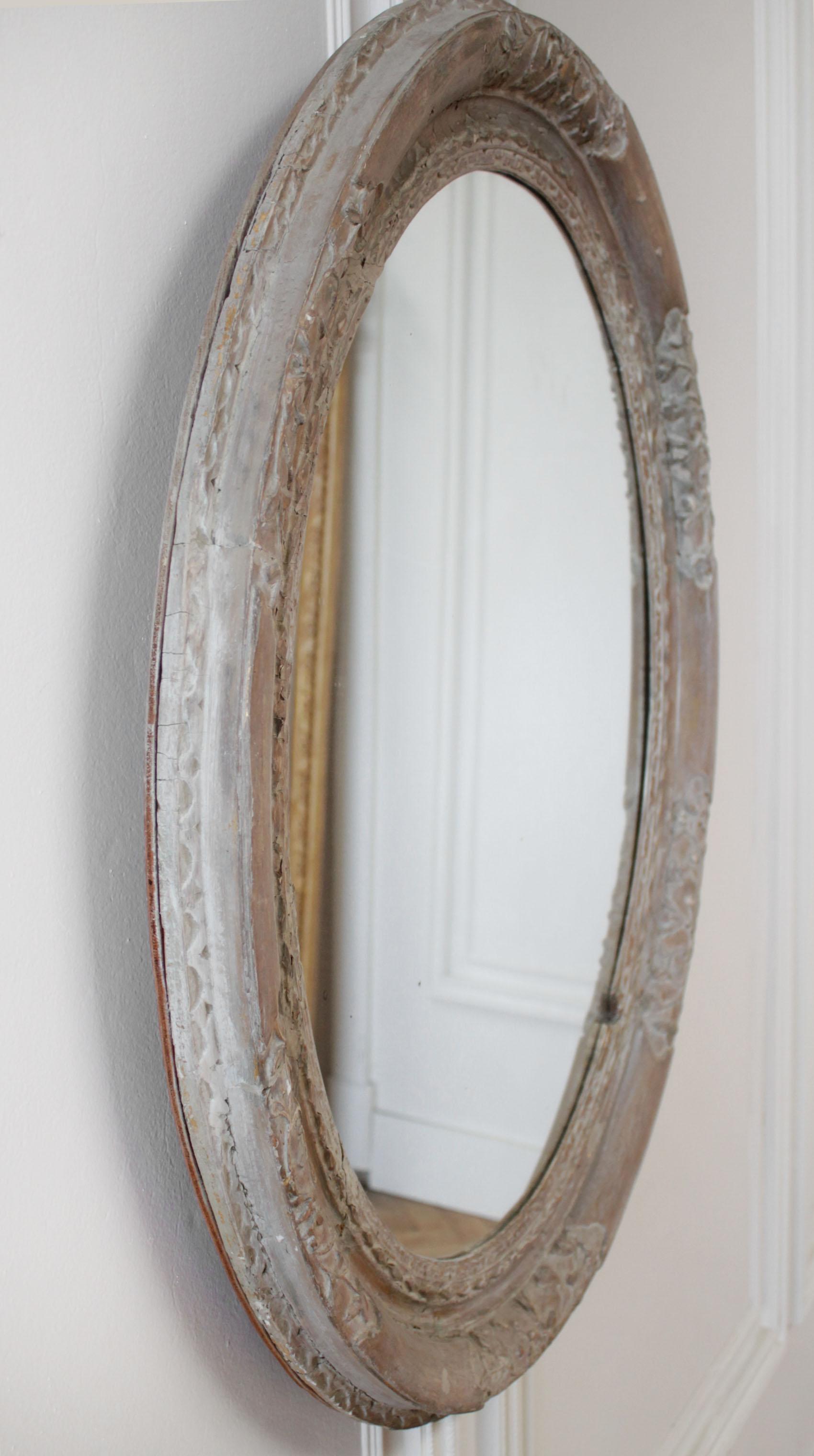 Vintage Wood Carved Oval Mirror 2