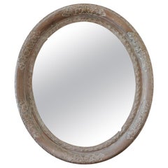 Vintage Wood Carved Oval Mirror