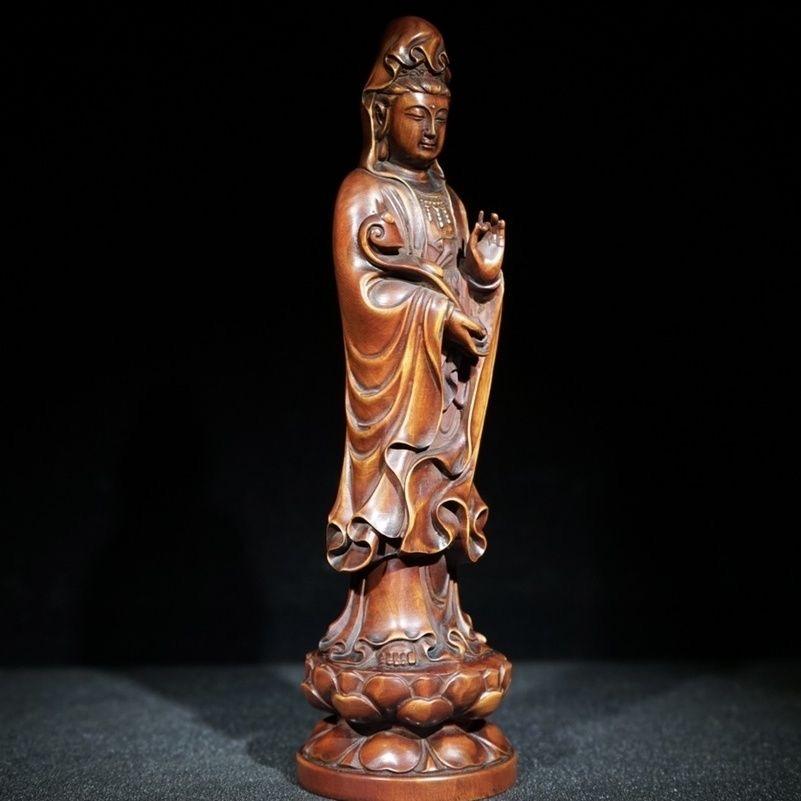Vintage Wood Carving Guan Yin Buddha Statue from China In Good Condition For Sale In 景德镇市, CN