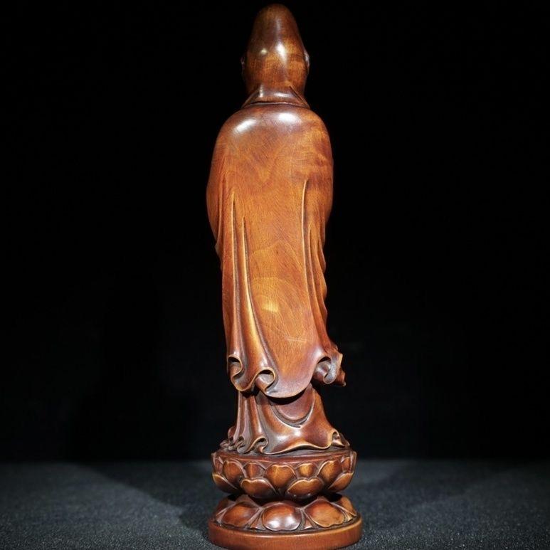 XIXe siècle Statue de Bouddha Guan Yin vintage en bois sculpté de Chine en vente