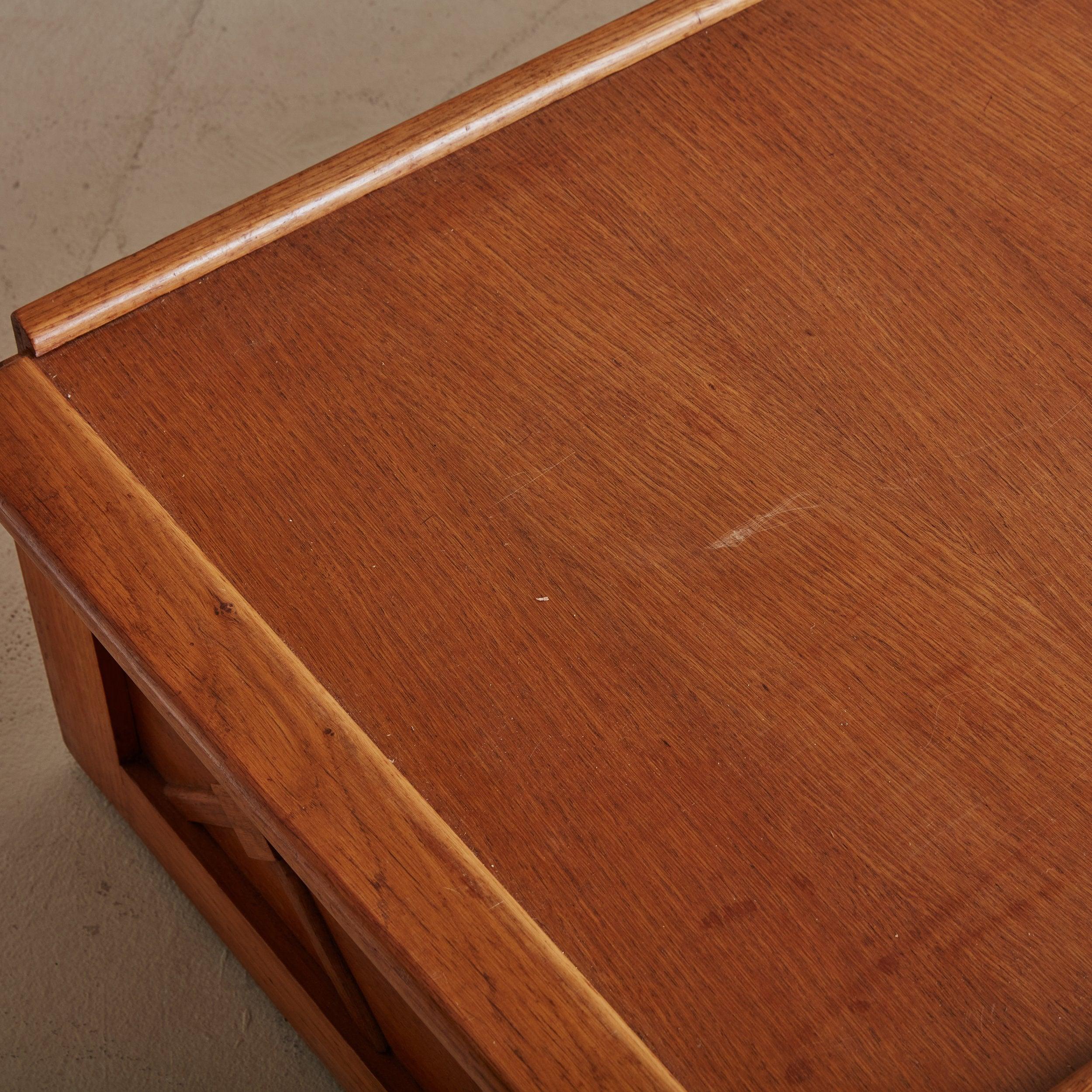 20th Century Vintage Wood Coffee Table with Sliding Top + Storage For Sale