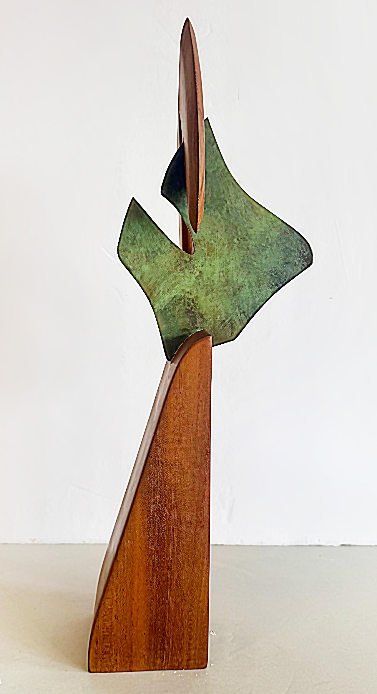 Scultura astratta biomorfa in legno e rame d'epoca In condizioni buone in vendita a Miami, FL