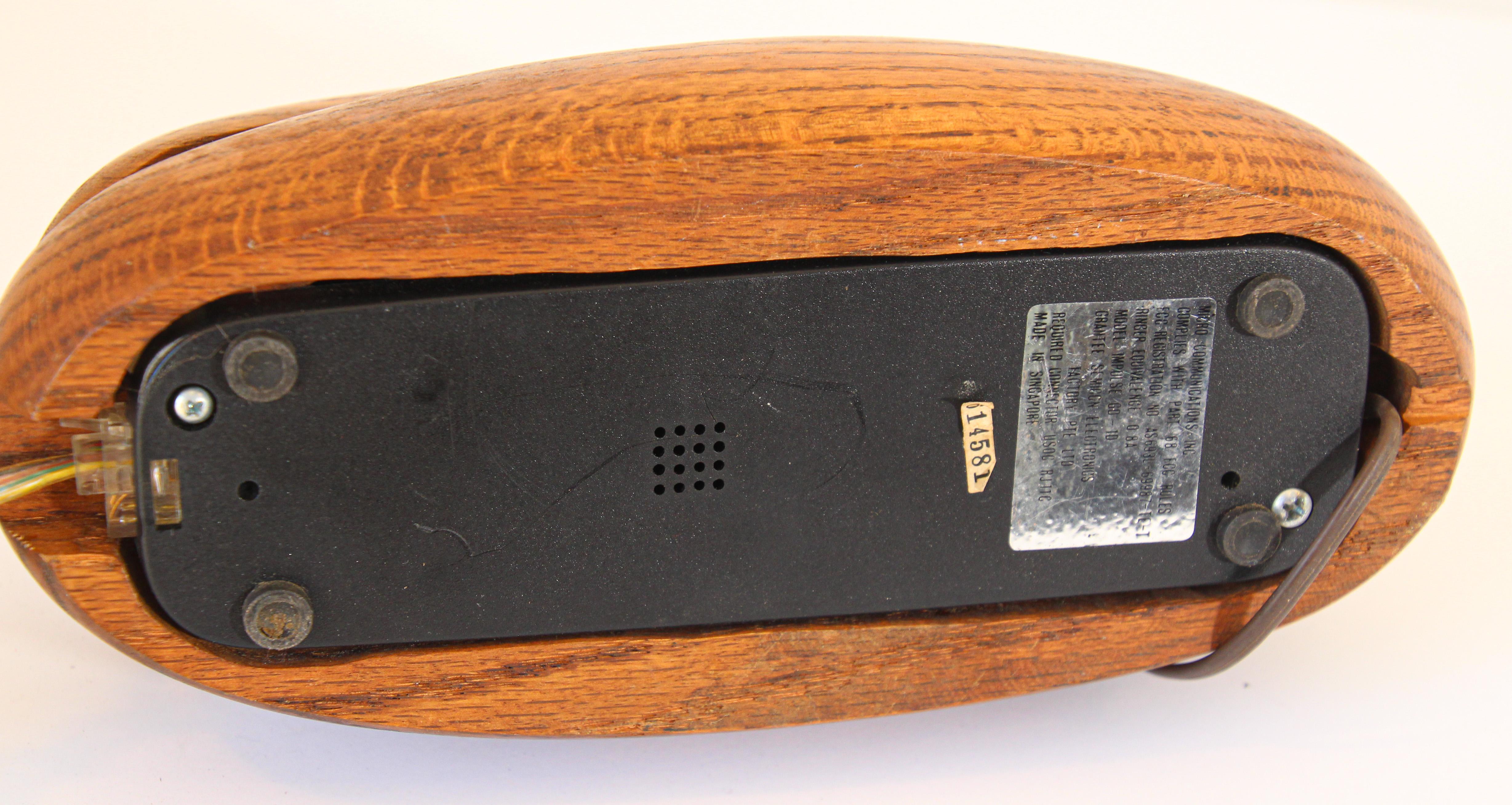 Vintage Wood Covered Telephone, Organic Mid Century Modern Style 6