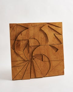 Vintage Brutalist Wooden Wall Sculpture