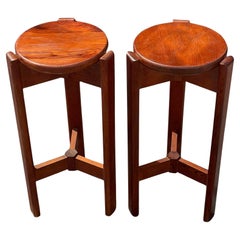 Retro Wood Danish Style Mid Century Stools- Set of 2