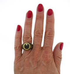 Vintage Wood Diamond Yellow Gold Ring