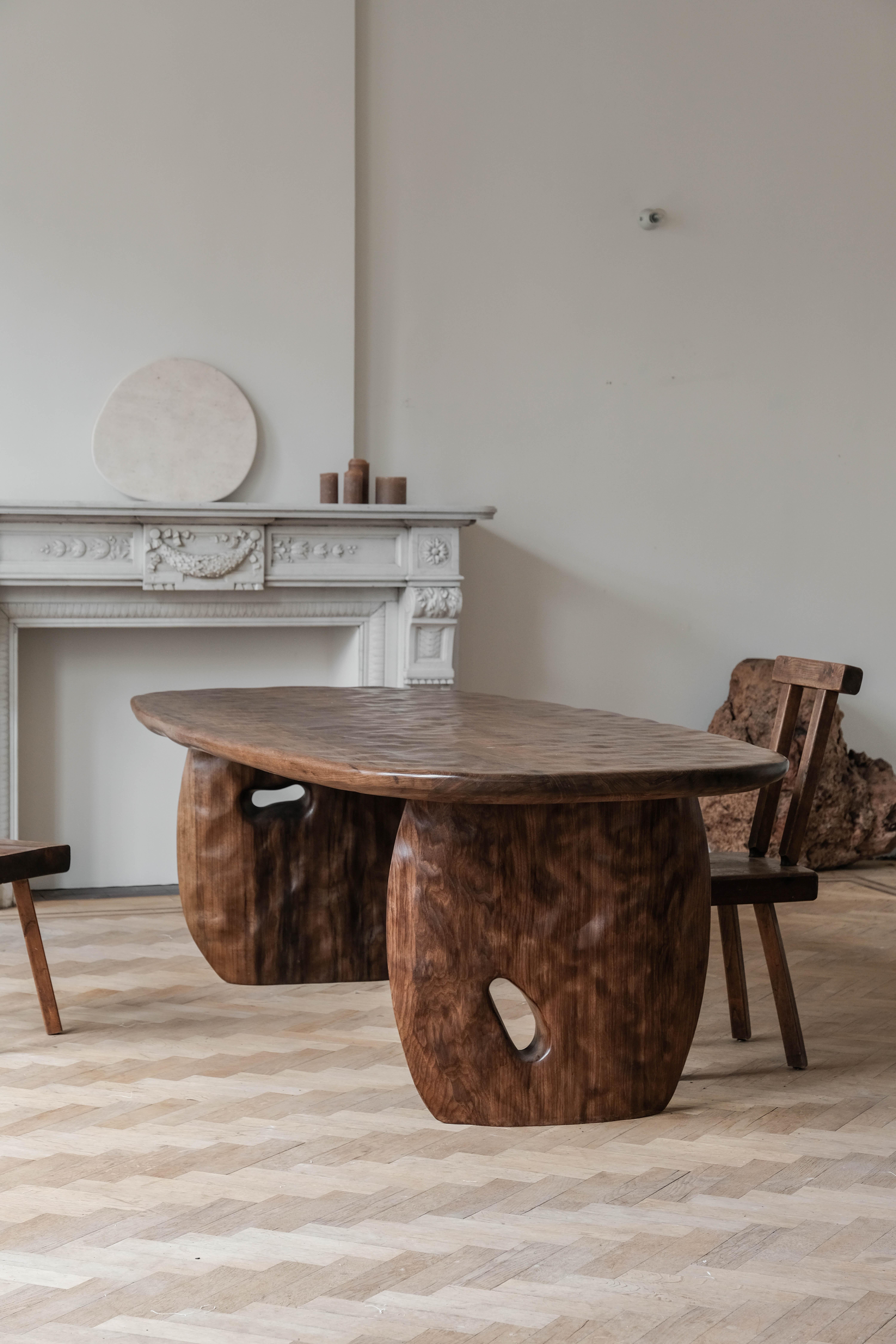 Belgian Vintage Wood Dining Table by Atelier Benoit Viaene For Sale