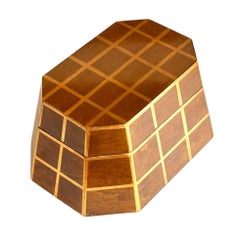 Vintage Wood Dresser Box Gold Leaf Striping w/Lid, 1960