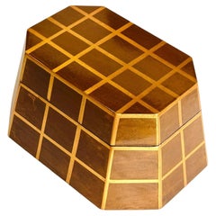 Vintage Wood Dresser Box Gold Leaf Striping w/Lid, 1960