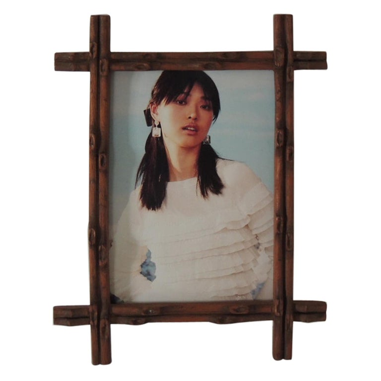 Vintage Wood "Faux Bamboo" Picture Frame For Sale at 1stdibs